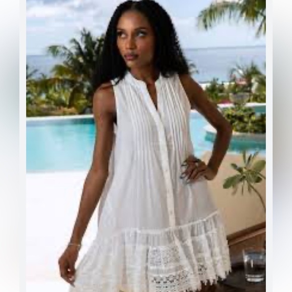 Muche et Muchette Embroidered Cotton Voile Dress in White - Picture 1 of 15